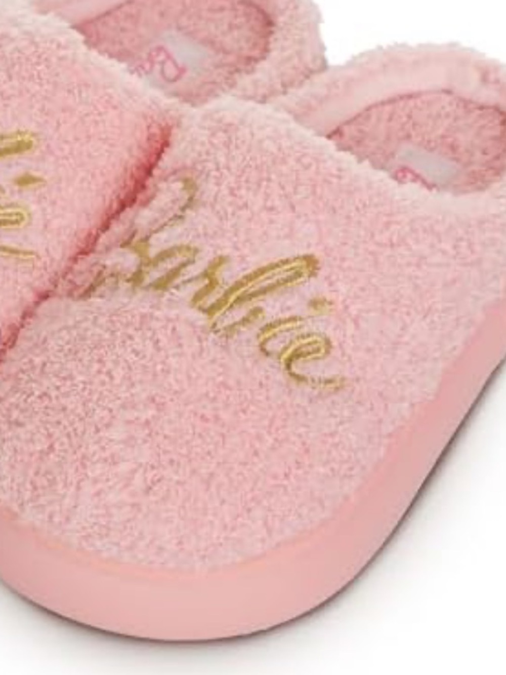 Pink Plush Barbie Cozy Slide Slippers